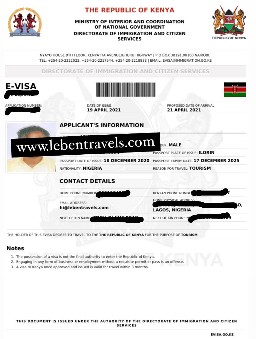 KENYA TOURIST E-VISA