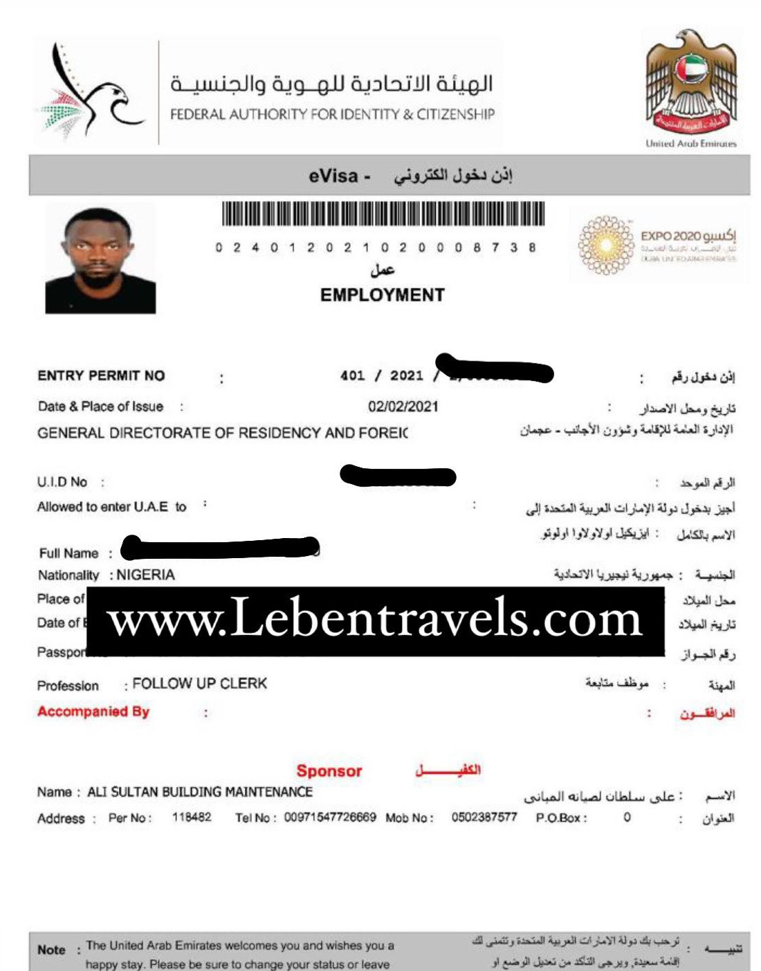 DUBAI UAE EMPLOYMENT - 2 YEARS DIRECT EMPLOYMENT