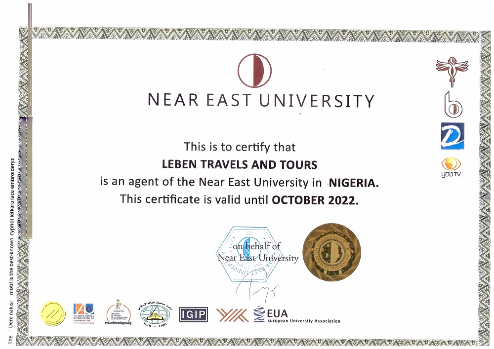 NEAR EAST Univeristy North Cyprus Agent certification